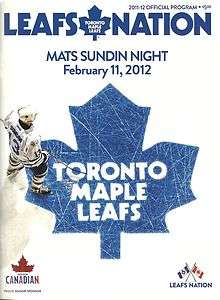   2012 MAPLE LEAFS NATION MATS SUNDIN NIGHT PROGRAM VS CANADIENS  