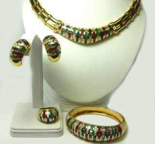 WOW Emerald, Diamond, Ruby, Sapphire Jewelry Suite  