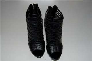 ZARA leather WANG peeptoe woven ankle bootie platform 6  