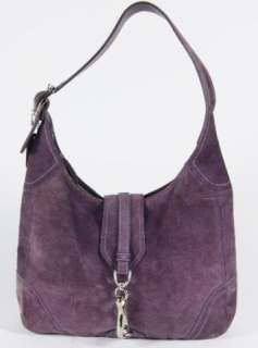 Coach Deep Purple Suede Handbag Shoulder Purse Leather Carryall 8A75 