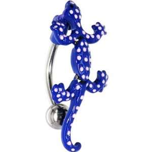  Top Mount Blue Polka Dot Lizard Belly Ring: Jewelry