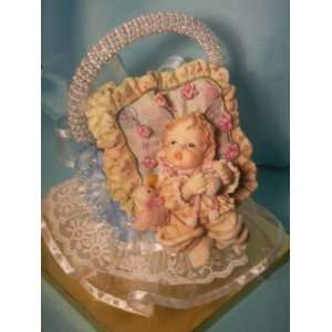  Baby Girl on a Yellow Pillow Cake Top Centerpiece 
