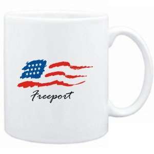  Mug White  Freeport   US Flag  Usa Cities Sports 
