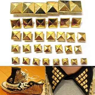   8mm 10mm 12mm 15mm Gold Pyramid Spikes Rock Shoes Clothes Golden Studs