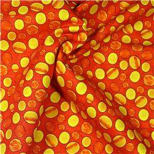 Studio E Cotton Fabric Bright Yellow & Orange Polka Dots By the Yard 