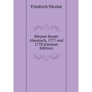   Almanach, 1777 und 1778 (German Edition): Friedrich Nicolai: Books