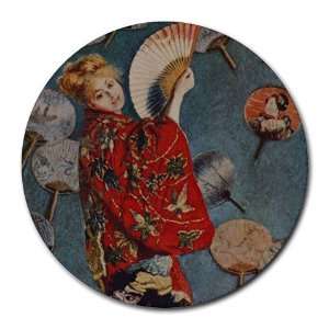 Camille in Japanese Dress By Claude Monet Round Mouse Pad 