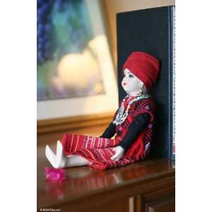  Cotton and ceramic display doll, Karen Belle