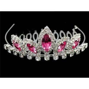    NEW Bridal Heart Flower Girl Pink Crystal Tiara Comb 56 Beauty