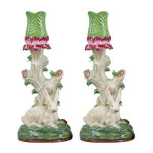 Bunnies & Cabbage Pattern Colored Bunny Candlestick Right (Pack 2), 4 