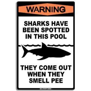 Seaweed Surf Co Warning Sharks Have Been Spotted Aluminum Sign 18 