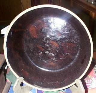 Old Brown and Bisque Stoneware Bowl  