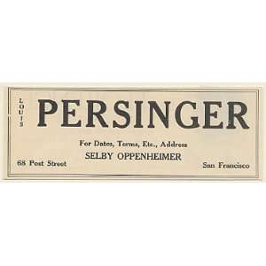  1923 Louis Persinger Booking Print Ad (Music Memorabilia 