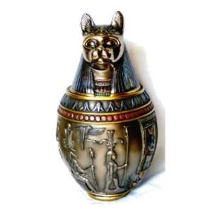  Egyptian Bastet *Bronze Canopic Jar Cat Burial Urn