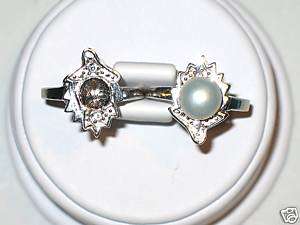 STERLING SILVER PEARL RING SETTING  SZ 8 leaf  