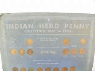 OLD Indian Head Penny Collection Board 1857   1909 C201  