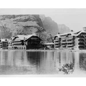  photo Many Glacier Hotel graphic. Photograph showing a view of Many 