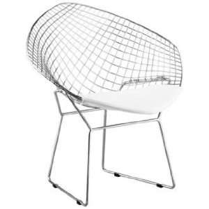  Set of Two Net Chair Steel and White Leatherette
