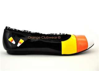 PLEASER Candy Corn Halloween Flats Womens Costume Shoes 885487428833 