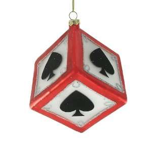Spades Dice Casino Gambling Glass Christmas Ornament:  