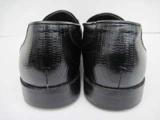 Stacy Adams Black Leather Genuine Snakeskin Tassel Loafers 10.5 M 