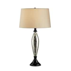   Light Table Lamp, Silver/Black Finish with Micro Star Shantung Shade