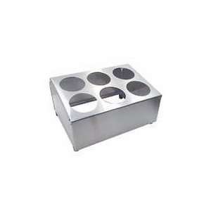 Flatware Cylinder Holder, 6 Hole, Countertop, Rolled Edges, Stainless 