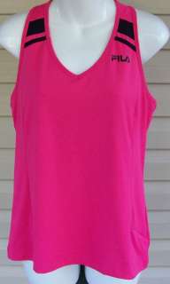 FILA Sport Pink & Black Fitness Exercise Shirt Top L Large  
