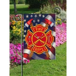 Patriotic Firefighter   Garden Size 12 X 18 Decorative Outdoor Flag