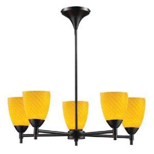  CELINA 5 LIGHT CHANDELIER IN DARK RUST AND CANARY GLASS W 