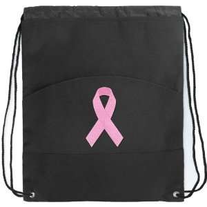  Pink Ribbon Drawstring Backpack Bags