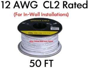 50 FT Speaker Wire Cable 12AWG CL2 Rated UL Rated  