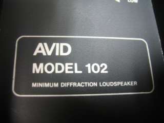 AVID Speakers ~ Model 102 ~ Vintage 1977 Speakers  