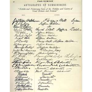   AUTOGRAPHS ADDRESS NOBILITY GENTRY BRITAIN IRELAND