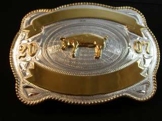   Silver & Gold 2 Tone Livestock Show Pig Belt Buckle by Justin  