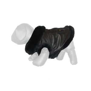   LEATHER FLIGHT JACKET with Fur Trim by Pet Life: Pet Supplies