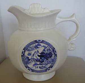 McCOY POTTERY BLUE WILLOW COOKIE JAR PITCHER SHAPE  