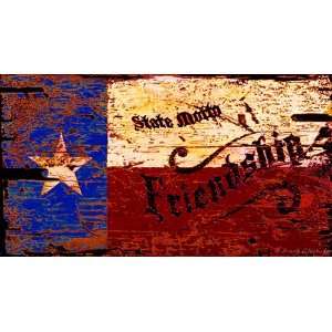  Texas Flag Friendship Vintage Style Wooden Sign: Home 
