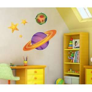 Wall Decal Vinyl Sticker Space Set Saturn Planet with Stars #Ktudor103