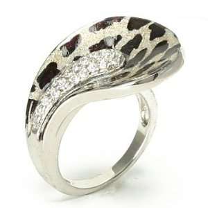    Ladies Animal Print CZ Sterling Silver Fashionl Ring, 5: Jewelry