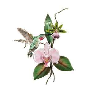  Bovano Enamel Wall Art Decor Hummingbird Pink Orchid 