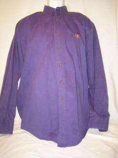RALPH LAUREN CHAPS LS solid purple shirt Men M  