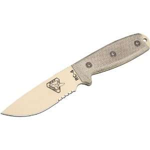 RAT Cutlery RC 4 in Desert Tan 4 1/2 Plain Blade with MOLLE Back 