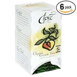 Choice Organic Green Tea with Peach, 20 Count Box (Pack of 6)  