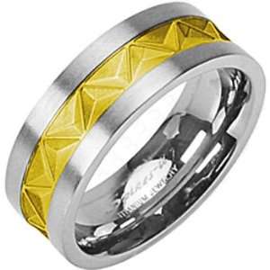    Size 6 Spikes Titanium Mayan Inspired Gold Plated Ring: Jewelry