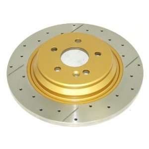   Gold Cross Drilled and Slotted Rear Solid Disc Brake Rotor Automotive