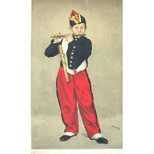    Large Antique Colour Print Little Soldier Boy Music
