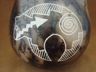 Acoma Indian Pottery Hand Etched Wedding Vase by Gary Yellow Corn 