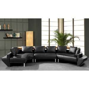   Mars Ultra Modern Black Leather Sectional Sofa: Home & Kitchen