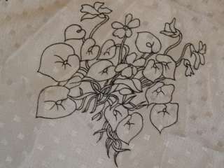 Vtg WHITE CHECKER Polyester Scarf ITALY Flower Etchings  